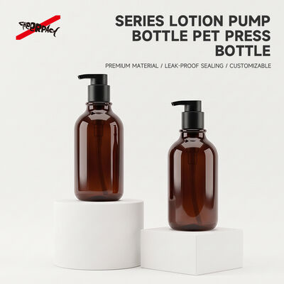 کیفیت  500ml Amber PET Lotion Pump Bottle | Cosmetic Shampoo Packaging Supplier | Thickened base, leak-proof. Custom logo & color for shampoo, body wash, skincare liquid. Bulk wholesale, flexible MOQ. کارخانه