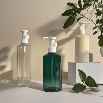 بطری پمپ لوسیون استوانه ای PET با حجم 300 تا 500 میلی لیتر برای بسته بندی لوازم آرایشی با چاپ لوگوی قابل تنظیم