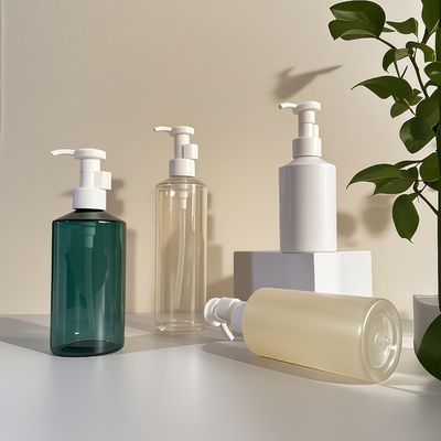 بطری پمپ لوسیون استوانه ای PET با حجم 300 تا 500 میلی لیتر برای بسته بندی لوازم آرایشی با چاپ لوگوی قابل تنظیم
