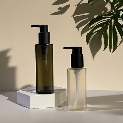 بطری مربع پلاستیکی PET با بسته بندی پمپ فشار برای بسته بندی مراقبت شخصی آرایشی در رنگ های سفارشی