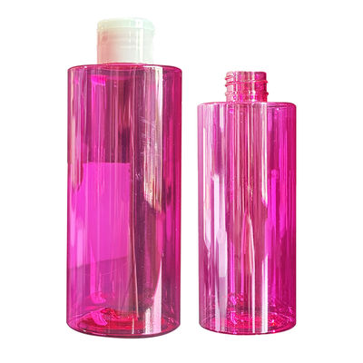 بطری لوسیون پلاستیکی PET شفاف قرمز با درپوش دیسکی فشاری و ظرفیت 300/400/500 میلی لیتر